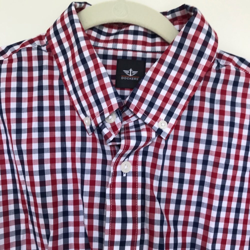 Dockers Red and Navy Blue Button Down Shirt